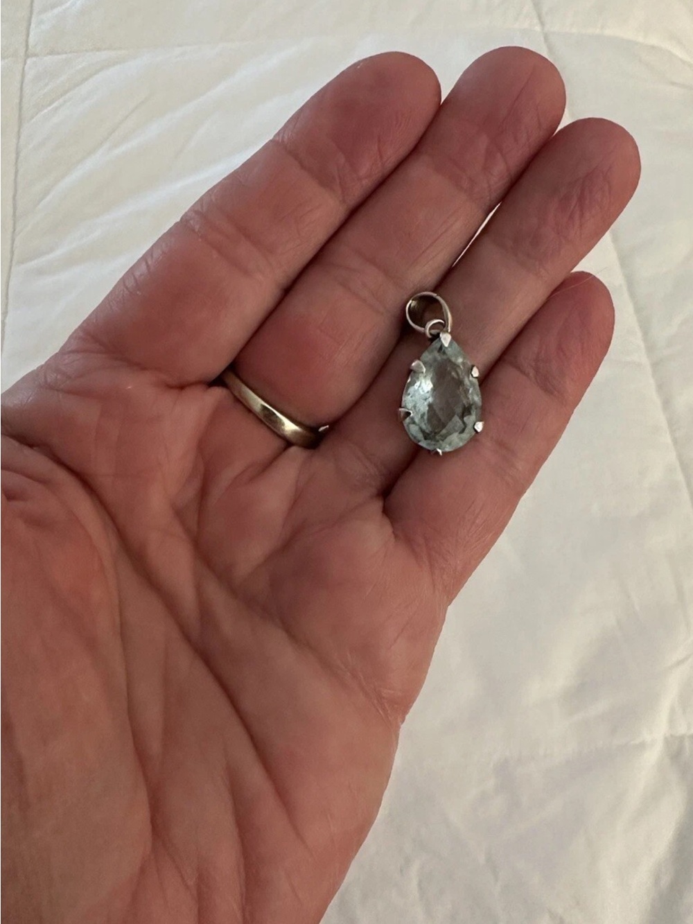 Silver Teardrop Aquamarine Pendant - Women's Jewelry